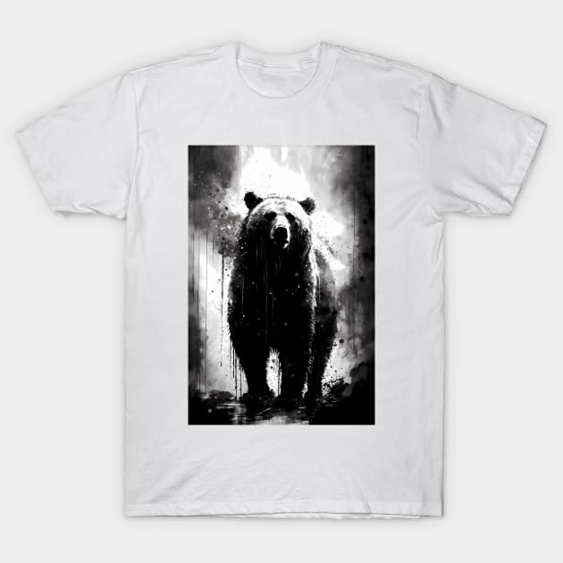 Grizzly Bear Ink Portrait T-Shirt by TortillaChief